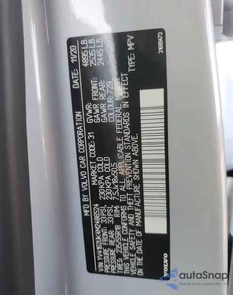 2021 Volvo Xc40 T5 Momentum из США, поврежденный, VIN YV4162UK4M2486524